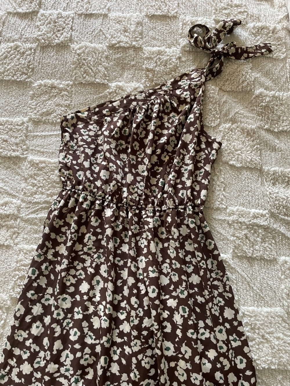 Brown Floral One-Shoulder Maxi Dress